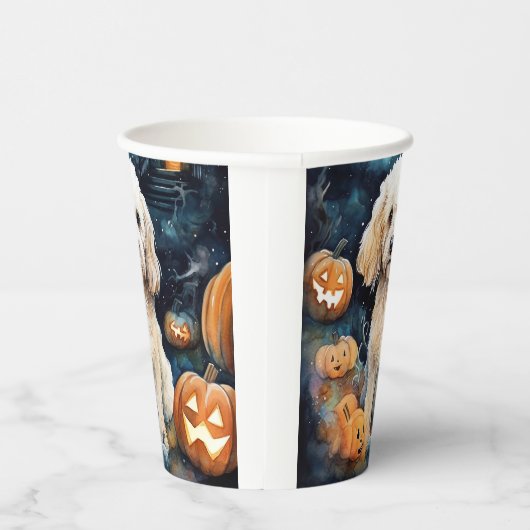 Halloween Cockapoo mit Pumpkins Beängstigend Pappbecher (Rechts)