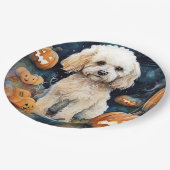 Halloween Cockapoo mit Pumpkins Beängstigend Pappteller (Schrägansicht)