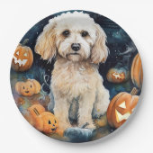 Halloween Cockapoo mit Pumpkins Beängstigend Pappteller (Vorderseite)