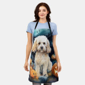 Halloween Cockapoo mit Pumpkins Beängstigend Schürze (Getragen)