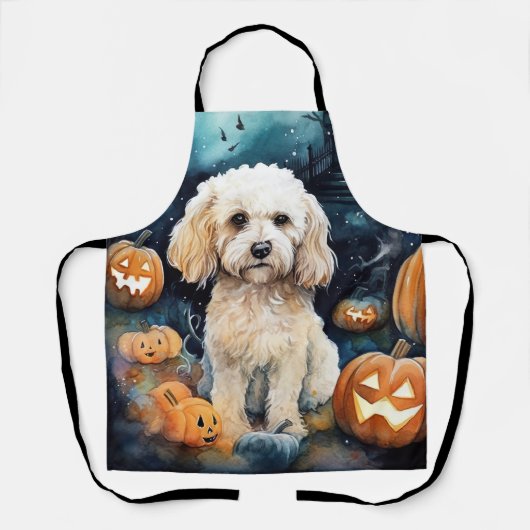 Halloween Cockapoo mit Pumpkins Beängstigend Schürze (Vorderseite)