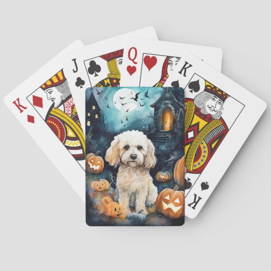 Halloween Cockapoo mit Pumpkins Beängstigend Spielkarten (Rückseite)