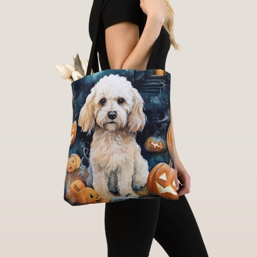 Halloween Cockapoo mit Pumpkins Beängstigend Tasche (Von Nahem)