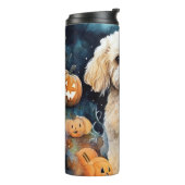 Halloween Cockapoo mit Pumpkins Beängstigend Thermosbecher (Nach links gedreht)
