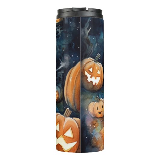 Halloween Cockapoo mit Pumpkins Beängstigend Thermosbecher (Rückseite)