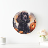 Halloween Cocker Spaniel mit Kürbissen  Große Wanduhr (Zuhause)