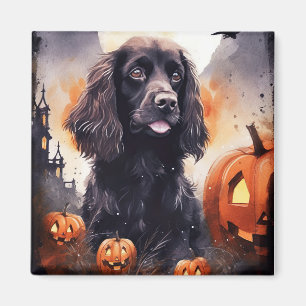 Halloween Cocker Spaniel mit Kürbissen Magnet