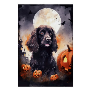 Halloween Cocker Spaniel mit Kürbissen  Poster
