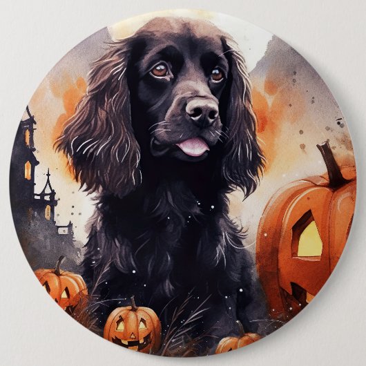 Halloween Cocker Spaniel mit Pumpkins Button (Vorderseite)
