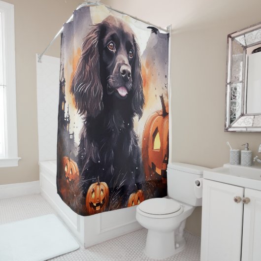 Halloween Cocker Spaniel mit Pumpkins Duschvorhang (Beispiel)