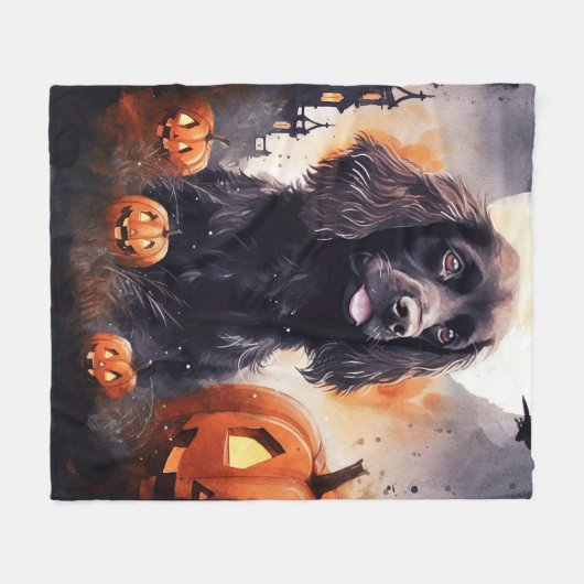 Halloween Cocker Spaniel mit Pumpkins Fleecedecke (Vorderseite (Horizontal))