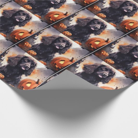 Halloween Cocker Spaniel mit Pumpkins Geschenkpapier (Ecke)