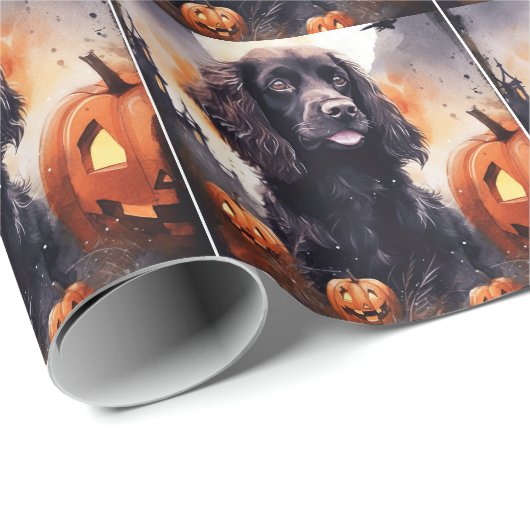 Halloween Cocker Spaniel mit Pumpkins Geschenkpapier (Rolleneckpunkt)