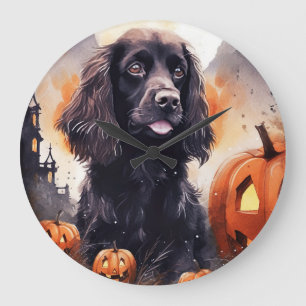 Halloween Cocker Spaniel mit Pumpkins Große Wanduhr
