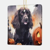 Halloween Cocker Spaniel mit Pumpkins Keramikornament (Links)