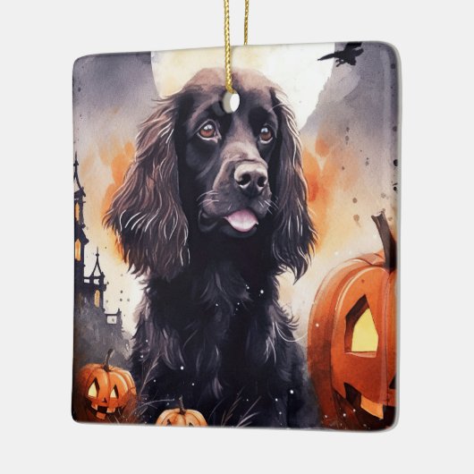Halloween Cocker Spaniel mit Pumpkins Keramikornament (Links)