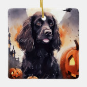 Halloween Cocker Spaniel mit Pumpkins Keramikornament (Vorderseite)