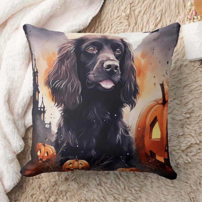 Halloween Cocker Spaniel mit Pumpkins Kissen (Decke)