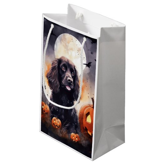Halloween Cocker Spaniel mit Pumpkins Kleine Geschenktüte (Rückseite Schrägansicht)