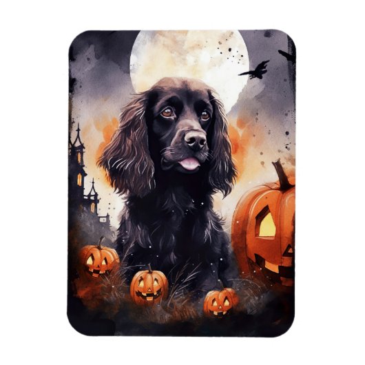 Halloween Cocker Spaniel mit Pumpkins Magnet (Vertikal)