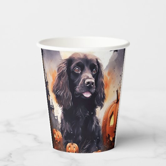 Halloween Cocker Spaniel mit Pumpkins Pappbecher (Rückseite)