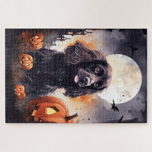 Halloween Cocker Spaniel mit Pumpkins Puzzle (Horizontal)