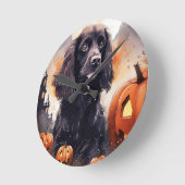 Halloween Cocker Spaniel mit Pumpkins Runde Wanduhr (Winkel)