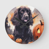 Halloween Cocker Spaniel mit Pumpkins Runde Wanduhr (Vorderseite)