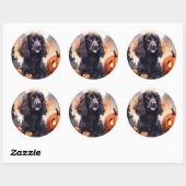 Halloween Cocker Spaniel mit Pumpkins Runder Aufkleber (Blatt)