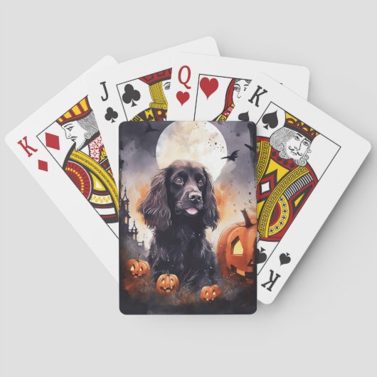 Halloween Cocker Spaniel mit Pumpkins Spielkarten (Rückseite)