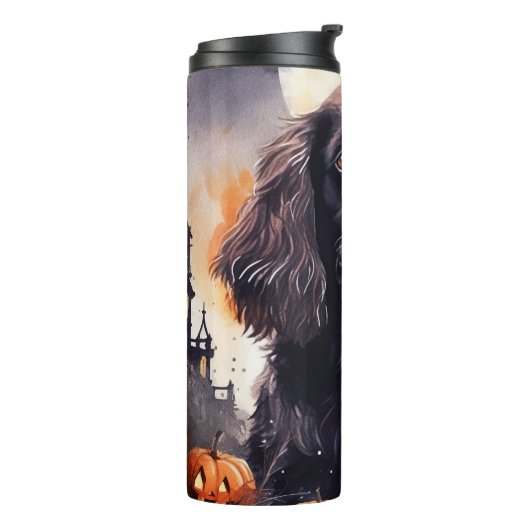 Halloween Cocker Spaniel mit Pumpkins Thermosbecher (Nach links gedreht)