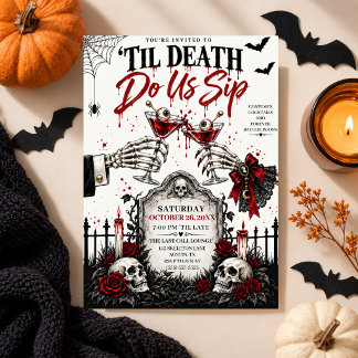 Halloween Cocktail Blüten RIP Grab Gothic Party Einladung