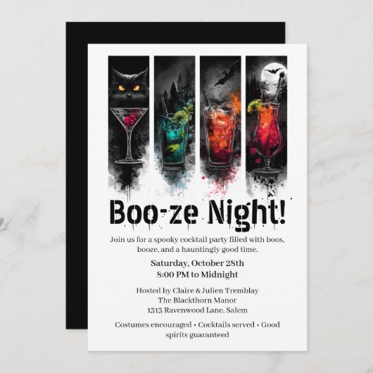 Halloween Cocktail Party | Booze Night Einladung (Vorne/Hinten)