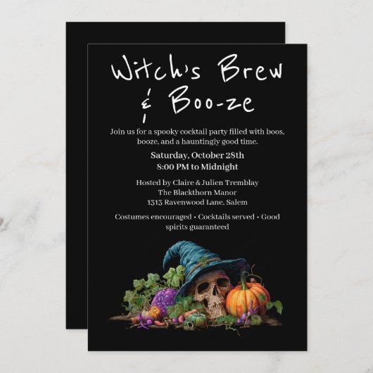 Halloween Cocktail Party | Booze Night Einladung (Vorne/Hinten)