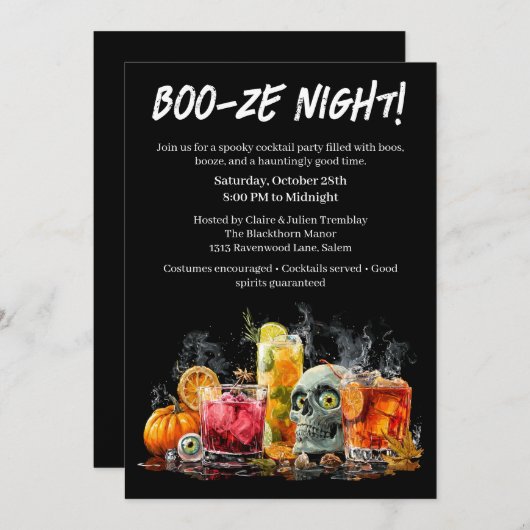 Halloween Cocktail Party | Booze Night Einladung (Vorne/Hinten)