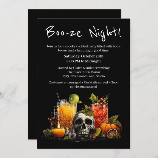 Halloween Cocktail Party | Booze Night Einladung (Vorne/Hinten)