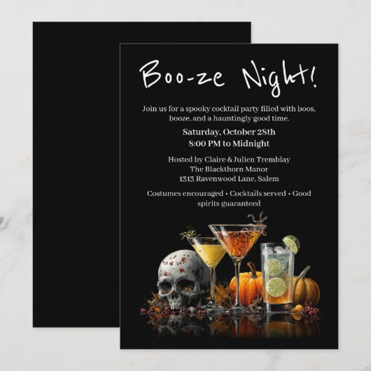 Halloween Cocktail Party | Booze Night Einladung (Vorne/Hinten)