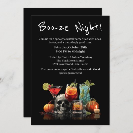Halloween Cocktail Party | Booze Night Einladung (Vorne/Hinten)
