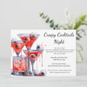 Halloween Cocktail Party | Creepy Eyeball Drink Einladung (Stehend Vorderseite)