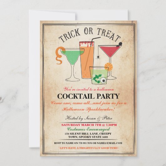 Halloween Cocktail Party Drinks Spook Party Einlad Einladung (Vorderseite)