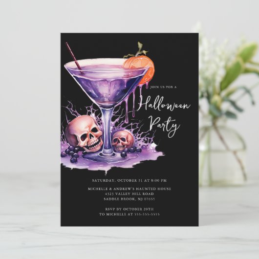 Halloween-Cocktail-Party Einladung (Stehend Vorderseite)