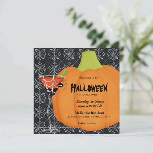 Halloween Cocktail Party Einladung (Stehend Vorderseite)