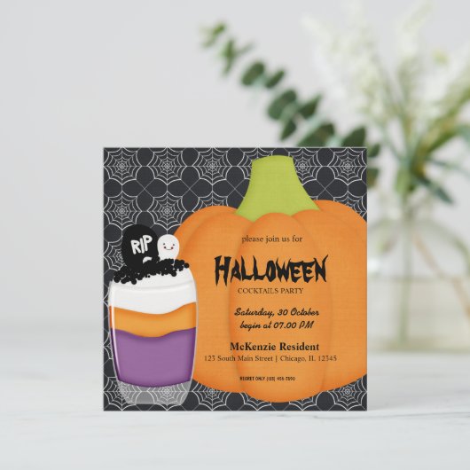 Halloween Cocktail Party Einladung (Stehend Vorderseite)