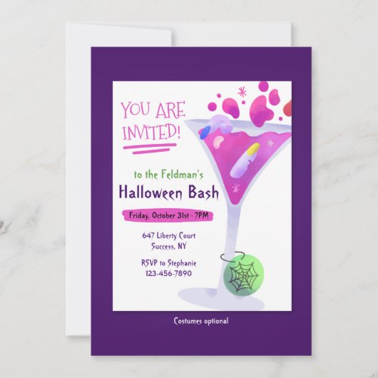 Halloween Cocktail Party Einladung (Vorderseite)