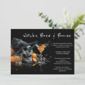 Halloween-Cocktail-Party Einladung | Skull Hexe (Stehend Vorderseite)