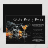 Halloween-Cocktail-Party Einladung | Skull Hexe (Vorne/Hinten)