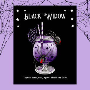 Halloween Cocktail Party mit Schwarz-Weiß-Rezept Poster