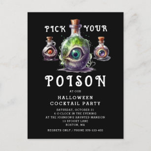 Halloween Cocktail Party Pick Your Poison Einladungspostkarte