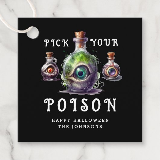 Halloween Cocktail Party Pick Your Poison Geschenkanhänger (Vorderseite)