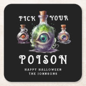 Halloween Cocktail Party Pick Your Poison Rechteckiger Pappuntersetzer (Vorderseite)